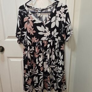 Honeyme Black and Pink Floral Blouse